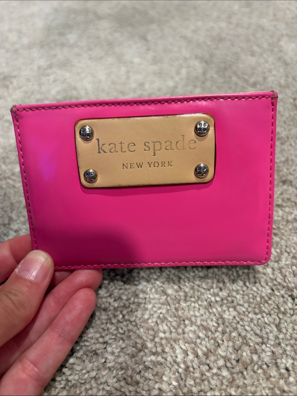 Kate Spade Hot Pink Patent Leather Slim Card Holder Wallet